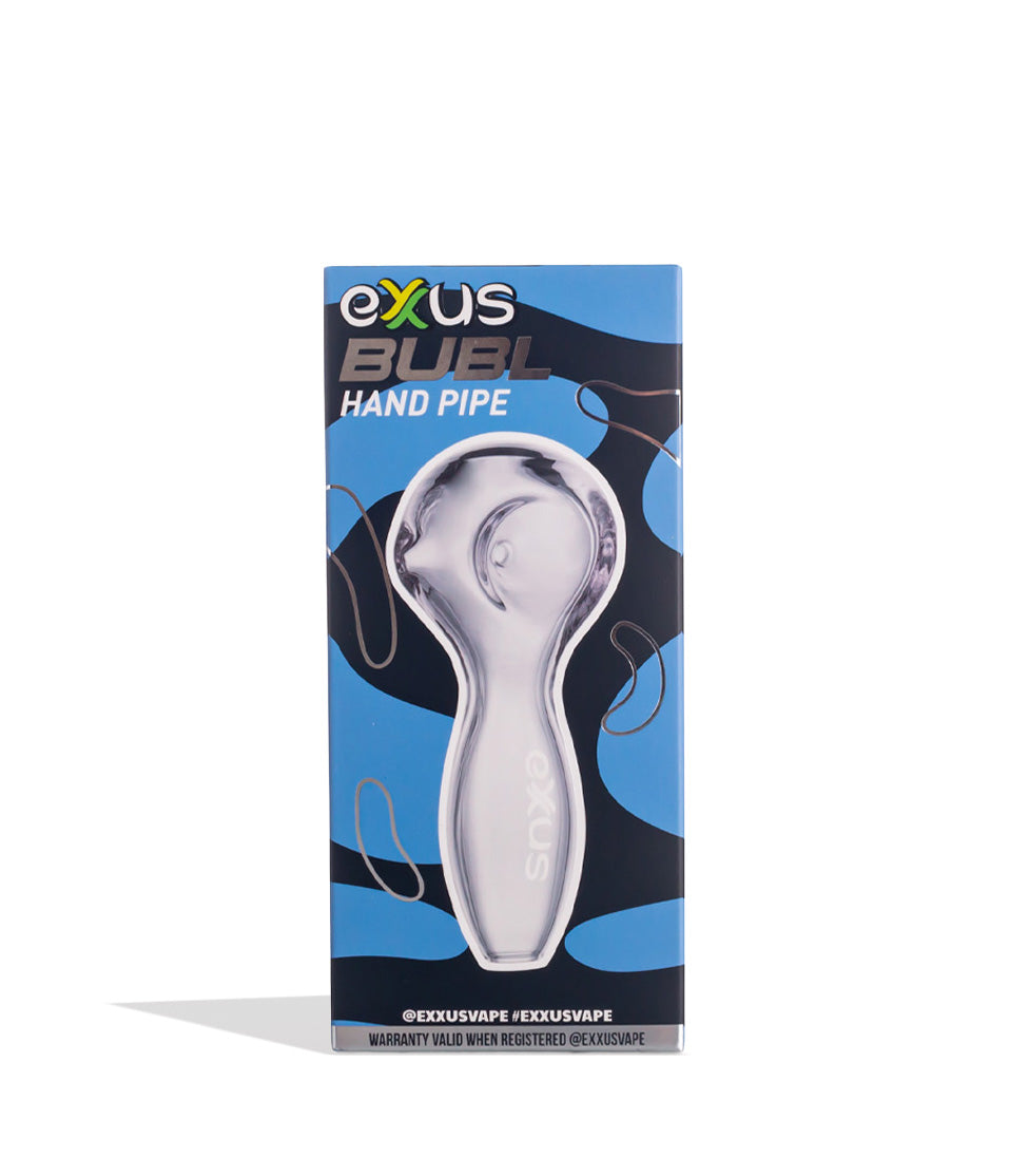 Clear Exxus Vape BUBL Hand Pipe Packaging Front View on White Background